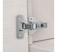 Chibery 10 Pack Half Overlay 3D Soft Close Concealed Hinge for Face Frame Door ＆ Frameless Door, Clip-on Plate, Self Closing Hidden Satin Nickel, 105° Open Angle Concealed Stainless Steel Hinges