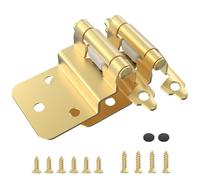 Chibery 3/8 Inch Inset Cabinet Hinges, 2 Pack Self Closing Flush Face Mount Hinges with Door Bumper, Variable Decorative Hardware for Bathroom, Furniture, Kitchen Cabinet Doors, Brass Gold