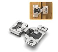 Chibery 4 Pack 1/4" Small Overlay 4D Concealed Hinges for Face Frame Door, Soft Close On/Off Switch, Self Closing, 105° Open Angle Concealed Stainless Steel Hinges for Framed Cabinet, Satin Nickel
