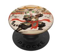 Chibi Asian Chinese Warrior Cat - Meow Kung Fu Vintage Art PopSockets Adhesive PopGrip