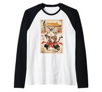 Chibi Asian Chinese Warrior Cat - Meow Kung Fu Vintage Art Raglan Baseball Tee