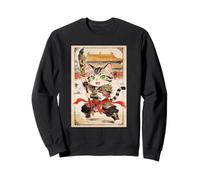 Chibi Asian Chinese Warrior Cat - Meow Kung Fu Vintage Art Sweatshirt