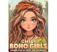 Chibi Boho Girls Coloring Book: Free Spirit Coloring Pages featuring Bohemian Character Illustrations for All Ages for Creative Expression and Inspiration