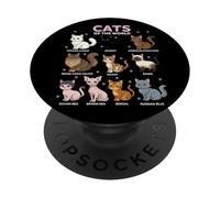Chibi Cats Cute Animals World Educational Cat Lover PopSockets Adhesive PopGrip