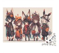 Chibi Characters Jigsaw Puzzles Puzzles for Adults Kids. 1000 Pieces Pumpkin - Themed Whimsical Challenge Toy Educational Games Home Decoration for Adults& Kids Age 14 Years Up 1000pcs (75x50cm)