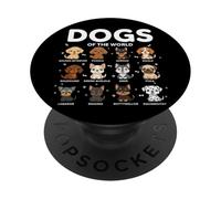 Chibi Dogs Cute Animals World Educational Dog Lover PopSockets Adhesive PopGrip