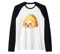 Chibi Golden Retriever Inside a Taco Kawaii Cute Funny Dog Raglan Baseball Tee
