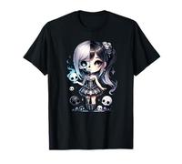 Chibi Gothic Girl Shirt for Girls Cute Gothic Anime Kawai T-Shirt