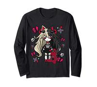 Chibi Kawaii Emo Pastel Goth Girl with Sad Bunny Long Sleeve T-Shirt