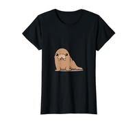 Chibi Kawaii Walrus Ocean Sea Animal Lover Value Graphic T-Shirt, Women, Black, XS