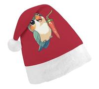 Chibi Lovebird Chili Repper Funny Christmas Santa Hat Unisex Classic Xmas Holiday Hats for Festive Party Decoration