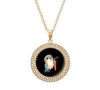 Chibi Lovebird Chili Repper Multicolored Diamond Necklaces Jewelry Brilliant Circle Pendant Necklace Gift for Women