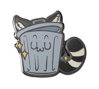 Chibi Raccoon Trash Panda Enamel Lapel Pin | Furry Trash Pin Anthro Trash Can with Ears and Tail, Metal, no gemstone