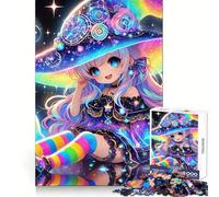 Chibi Rainbow Witch Jigsaw Puzzles 1000 Pieces for Adults Brain Memory Calm Leisure Tight Lock (38x26cm)