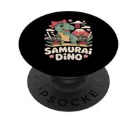 Chibi Samurai Trex Kawaii Dino Cute Dinosaur Japanese PopSockets Adhesive PopGrip