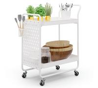 Chibi serving trolley organising trolley 2 levels metal baskets hooks mobile