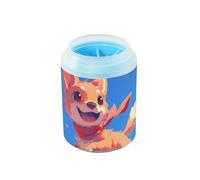 Chibi-style Cartoon Cute Brown Dog Portable Pet Foot Cleaner with Soft Massage Brush Pets Cleaning Kit for Small Medium Dogs & Cat Breeds