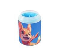 Chibi-style Cartoon Cute Brown Dog Reusable Paw Cleaning Cup with Soft Silicone Brush Feet Cleaning Kit for Small Medium Large Breed Dogs/Cats
