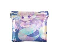 Chibi - Style Cute Mermaid Pastel Color Fashion Women's Small Leather Change Purse Portable Cash Coin Purse for Men Women Travel monedero para