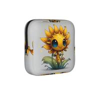 Chibi Sunflower Printed Sponge Composite Fabric Women's Sanitary Napkin Storage Bag, Portable Pad Clip for Daily Use During Travel.
