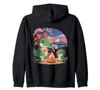 Chibi Trex Kawaii Dino Cute Outdoor Camping Dinosaur Japan Zip Hoodie