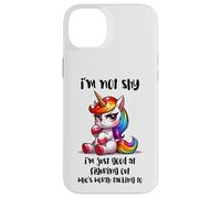 Chibi Unicorn Not Shy Selective Introvert Quote Case for iPhone 14 Plus