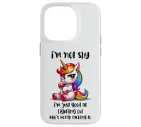 Chibi Unicorn Not Shy Selective Introvert Quote Case for iPhone 14 Pro