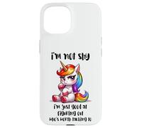 Chibi Unicorn Not Shy Selective Introvert Quote Case for iPhone 15