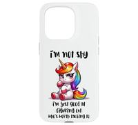 Chibi Unicorn Not Shy Selective Introvert Quote Case for iPhone 15 Pro