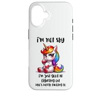 Chibi Unicorn Not Shy Selective Introvert Quote Case for iPhone 16
