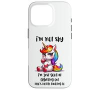 Chibi Unicorn Not Shy Selective Introvert Quote Case for iPhone 16 Pro