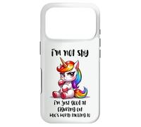 Chibi Unicorn Not Shy Selective Introvert Quote Case for iPhone 17 Pro