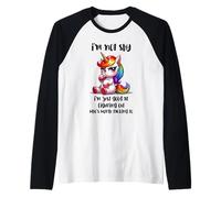 Chibi Unicorn Not Shy Selective Introvert Quote Raglan Baseball Tee