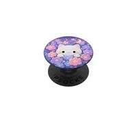 Chibi White Cat Purple Pink Flower Moon Kawaii Pastel Dreamy PopSockets Adhesive PopGrip