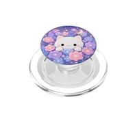 Chibi White Cat Purple Pink Flower Moon Kawaii Pastel Dreamy PopSockets PopGrip for MagSafe