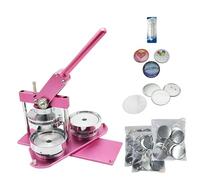 ChiButtons (KIT) 100mm(4“) Pro Badge Machine Button Maker-B400 + Mould + 100 Parts + Circle Cutter Metric System (Pink)