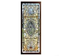 Chic 3D Stained Glass Effect Door Stickers Waterproof PVC Murals for Modern Home Design