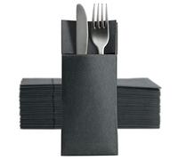 CHIC 50 Softpoint Cutlery Napkins, Cutlery Pockets, Black