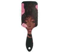 Chic African American Woman Pink Calla Lilies gentle comb for hair growth Designed scalp massager brush for short hair with Ergonomic handle cepillo para definir rizos
