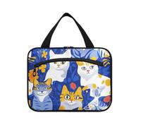 Chic America Shorthaircats Royal Blue hanging toiletry bag hanging travel with hook, designer essential snack bag for cruise travel camping estuche para guardar maquillaje M, Chic America