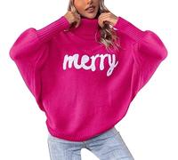 Chic and elegant round neck jumper, women's cashmere turtleneck sweater, Norway sweater with casual pullover pattern, versatile top, winter, warm, tunic, large size, knitted sweater coat, Pink, S