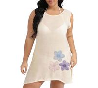 Chic and elegant women's beach dress, elegant beach dress, lace embroidered with sequins, floral pattern, backless, kimono style, soft and transparent, breathable fabric