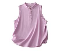 Chic and Elegant Women's Crop Top Sleeveless Half Placket Layered Loose Fit Casual Outdoor Top