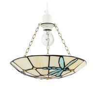 Happy Homewares Aqua Sky Blue & Emerald Green Dragonfly Tiffany Glass Pendant Shade Happy Homewares Multicolor