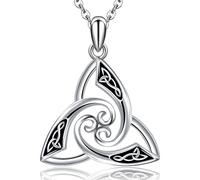 CHIC & ARTSY 925 Sterling Silver Irish Trinity Celtic Knot Necklaces Oxidized Good Luck Triskele Celtic Knot Fine Jewelry Goddess Of The Moon Pendants Necklace For Women Grandma, Mom, Aunt, Sister