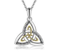 CHIC & ARTSY 925 Sterling Silver Irish Trinity Celtic Knot Necklaces Oxidized Good Luck Triskele Celtic Knot Fine Jewelry Goddess Of The Moon Pendants Necklace For Women Grandma, Mom, Aunt, Sister