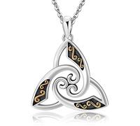 CHIC & ARTSY 925 Sterling Silver Irish Trinity Celtic Knot Necklaces Oxidized Good Luck Triskele Celtic Knot Fine Jewelry Goddess Of The Moon Pendants Necklace For Women Grandma, Mom, Aunt, Sister