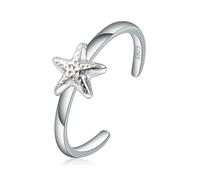 CHIC & ARTSY 925 Sterling Silver Starfish Toe Rings for Women Adjustable Cuff Second Toe Rings