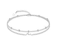 CHIC & ARTSY Wave Anklet 925 Sterling Silver Wave Anklets for Women Boho Layered Beach Ankle Bracelet Adjustable Double Chain Foot Anklets 11 Inches