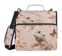 Chic Bearded Dragon Reptile Rose Gold 1.5-Inch 3-Ringing Binder Organizer with Shoulder Strap Multiple Pockets Document Organizer for School